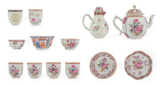 Lot 78 - A Chinese Porcelain Tea and Coffee Service, Qianlong, painted in famille rose enamels with...