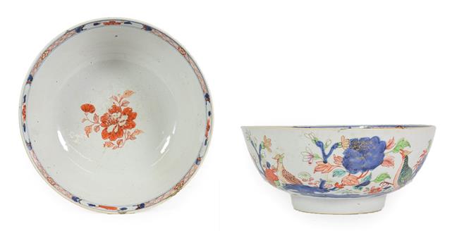 Lot 80 - A Chinese Porcelain Punch Bowl, Yongzheng/Qianlong, painted in Imari and famille rose with...