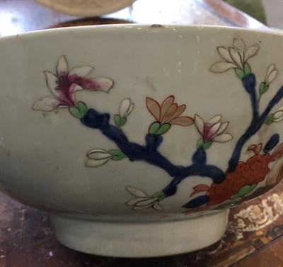 Lot 80 - A Chinese Porcelain Punch Bowl, Yongzheng/Qianlong, painted in Imari and famille rose with...