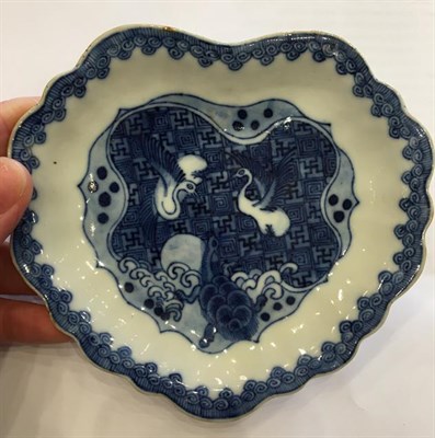 Lot 86 - A Chinese Porcelain ''Ko-Sometsuke'' Dish, mid 17th century, of fluted leaf shape, painted in...