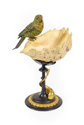 Lot 101 - A Gilt and Patinated Bronze Stand, late 19th century, as a shell supported on a knopped column with