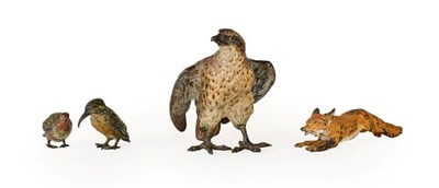 Lot 102 - A Cold-Painted Bronze Falcon, early 20th century, naturalistically modelled and painted, 8.5cm...