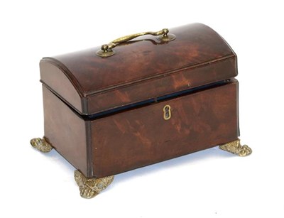 Lot 112 - A Late George III Mahogany Dome-Top Jewellery Casket, the moulded hinged top enclosing a later...