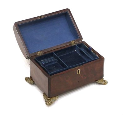 Lot 112 - A Late George III Mahogany Dome-Top Jewellery Casket, the moulded hinged top enclosing a later...