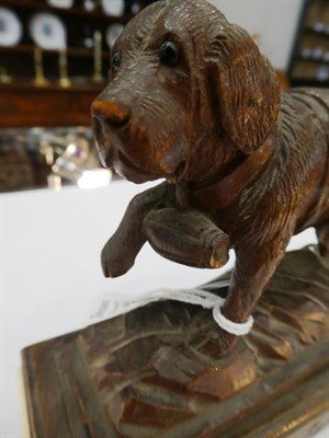 Lot 114 - A Black Forest-Type Carved Oak Desk Blotter, early 20th century, in the form of a St Bernard,...