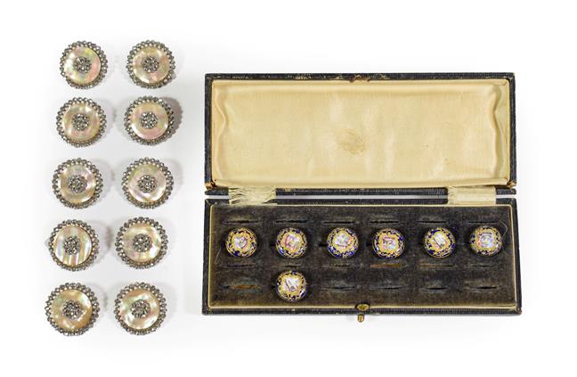 Lot 128 - A Set of Seven South Staffordshire Enamel Buttons, circa 1780, circular, each painted with a...