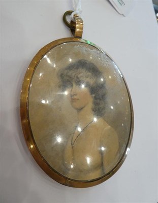 Lot 138 - Attributed to Adam Buck (1759-1833): Miniature Bust Portrait of a Young Lady, wearing a white...