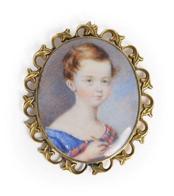 Lot 146 - James Warren Childe (c.1778-1862): Miniature Bust Portrait of a Boy, wearing a blue shirt and...