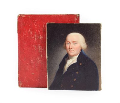 Lot 148 - English School (early 19th century): Miniature Bust Portrait of a Gentleman, wearing a white...