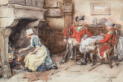 Lot 180 - Frank Dadd RI (1851-1929) ''Redcoats and a Lass'' Signed and dated 1924, watercolour heightened...