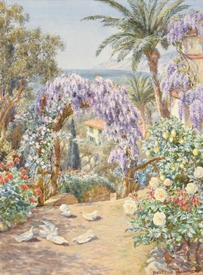 Lot 184 - Beatrice Emma Parsons RA (1870-1955) ''A Bordighera Garden'' Signed, watercolour, 30cm by 22cm...