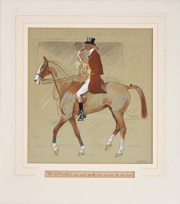 Lot 201 - Charles Johnson Payne ''Snaffles'' (1884-1967) ''The Spooney'' Hand tinted print, 31cm by...