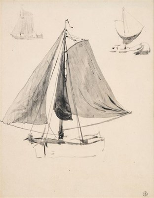 Lot 217 - William Lionel Wyllie RA, RBA, RE, RI, NEAC (1851-1931) Barge sketches Monochrome watercolour,...