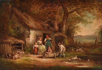 Lot 223 - Circle of Edward Masters (19th century) Country cottage  Oil on canvas, 45.5cm by 66cm  See...