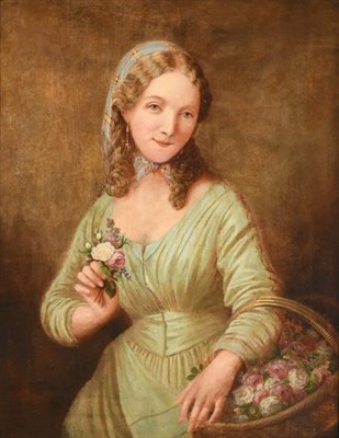 Lot 230 - English School (19th century) A flower maiden Oil on canvas, 90cm by 70cm