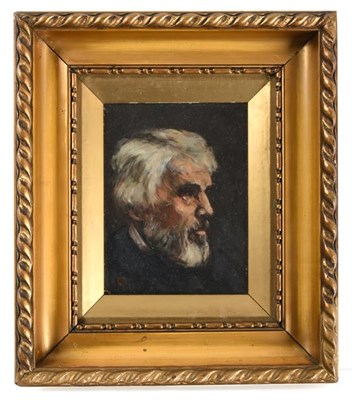Lot 232 - Manner of F McNeil Whistler Portrait of a bearded man bears monogram, oil on card, 19cm by 14cm