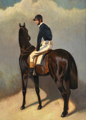Lot 240 - Manner of John Frederick Herring (1795-1865)  Jockey on horseback Bears initials JFH, oil on...