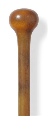 Lot 1218 - A Rhinoceros Horn Walking Stick, 19th century, with compressed cushion shape pommel and...