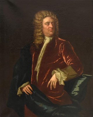 Lot 291 - Follower of Sir Godfrey Kneller (1646-1723)  Portrait of a gentleman, three quarter length standing