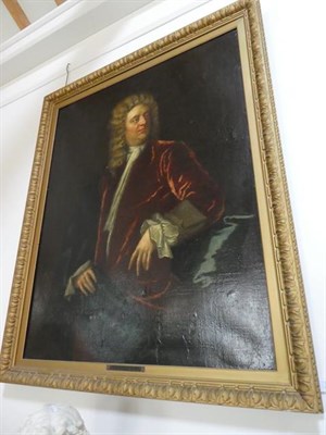 Lot 291 - Follower of Sir Godfrey Kneller (1646-1723)  Portrait of a gentleman, three quarter length standing