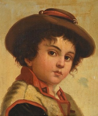 Lot 292 - Carlo Schwicker (19th century) Portrait of a boy Inscribed verso and dated 1876, oil on canvas....