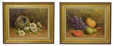 Lot 293 - Mary Ensor (1837-1886) Still life of grapes, pear, tomato and pomegranate Signed oil on board,...