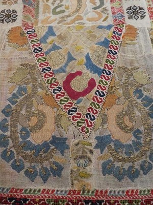 Lot 308 - A Greek Island Embroidered Prayer Panel, 18th century, worked in various stitches, comprised of...