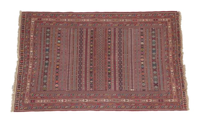 Lot 334 - Good ''Afshar'' Soumakh Probably South East Iran, modern The field with polychrome bands of...