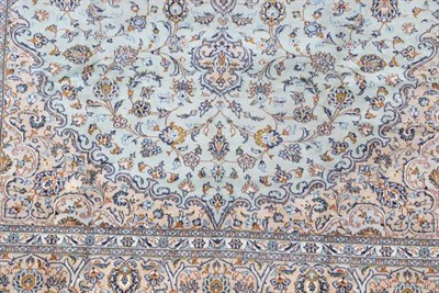 Lot 364 - Kashan Carpet Central Iran, circa 1970 The ice blue field of palmettes and vines around a...