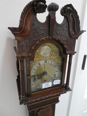 Lot 396 - A Small Chiming Mahogany Longcase Clock, circa 1930, swan neck pediment, case with blind frets,...