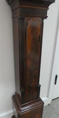 Lot 396 - A Small Chiming Mahogany Longcase Clock, circa 1930, swan neck pediment, case with blind frets,...