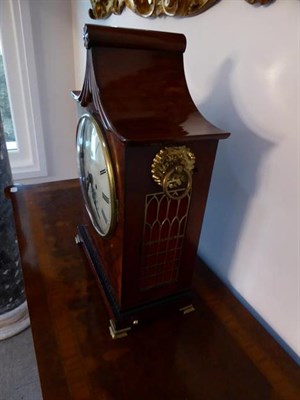 Lot 399 - A Mahogany Inlaid Striking Table Clock, signed Turnbull, Whitby, 19th century, arched pediment,...