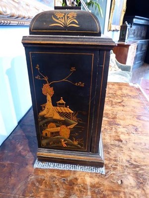 Lot 403 - A Japanned Striking Table Clock, early 20th century, 17th century style Japanned case decorated...