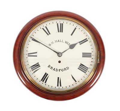 Lot 404 - A Mahogany Wall Timepiece, signed W.H.Hall.Ward, Bradford, 19th century, side and bottom doors,...
