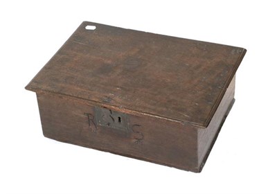 Lot 408 - ~ An Oak Table Box, of nailed and boarded construction, initialled and dated RS 1666, the...