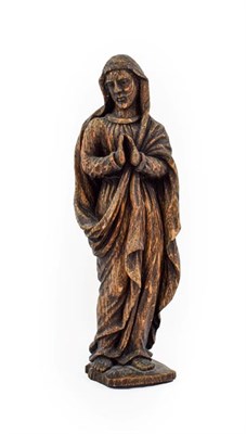 Lot 413 - ~ A Carved Oak Figure of a Saint, probably Flemish or North France, 16th century, standing...