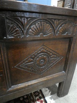 Lot 442 - ~ A Late 17th Century Joined Oak Chest, of attractive proportions, the moulded hinged lid with...