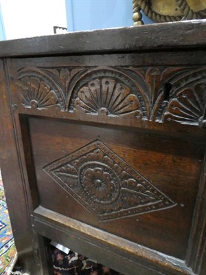 Lot 442 - ~ A Late 17th Century Joined Oak Chest, of attractive proportions, the moulded hinged lid with...