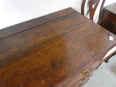 Lot 458 - A George III Lancashire Oak and Mahogany Crossbanded Mule Chest, the hinged lid above two dummy...
