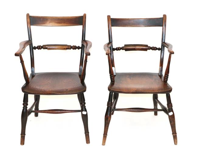 Lot 466 - A Pair of Mid 19th Century Beech and Elm-Seated Windsor Armchairs, Buckinghamshire/Oxfordshire, the