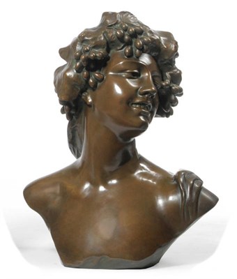 Lot 1291 - Joseph E F Lambeaux (Belgian, 1852-1908): A Bronze Bust of Bacchus after Caravaggio, 19th...