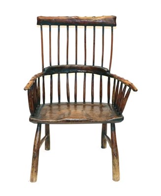 Lot 486 - A West Country Primitive Style Armchair, modern, the top rail dated and initialled 2003 AT, the...