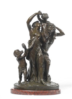 Lot 1292 - After Clodion: A Bronzed Classical Family Group, circa 1900, of a young man wearing tiger skin wrap