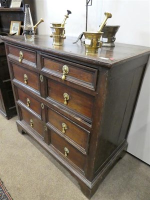 Lot 502 - A Late 17th Century Joined Oak Chest, the moulded top above two short drawers with three two-as-one