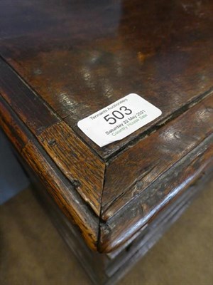 Lot 503 - A Late 17th Century Oak Geometric Moulded Straight Front Chest, the moulded top above three...