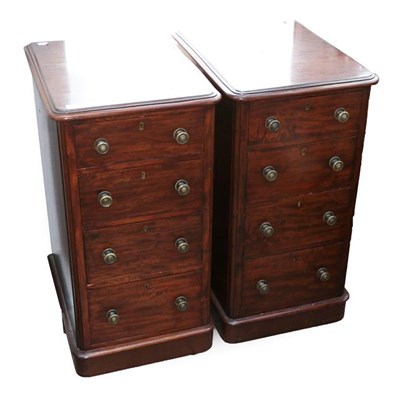 Lot 510 - A Pair of Victorian Mahogany Straight Front Bedside Chests, 3rd quarter 19th century and...