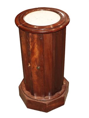 Lot 515 - A Victorian Mahogany Cylindrical Pot Cupboard, late 19th century, the moulded top with grey and...