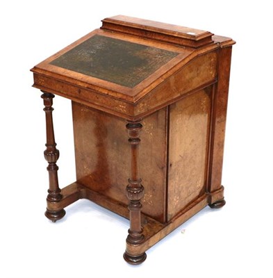 Lot 518 - A Victorian Figured Walnut Davenport, circa 1880, of unusual form, the upper section with...