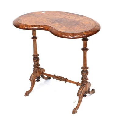 Lot 525 - A Victorian Burr Walnut and Boxwood Strung Kidney Shape Occasional Table, circa 1870, on turned and