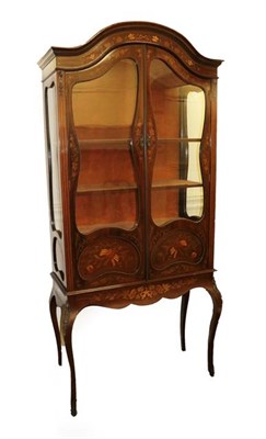 Lot 538 - A Victorian Mahogany and Marquetry Inlaid Display Cabinet, late 19th century, inlaid with...